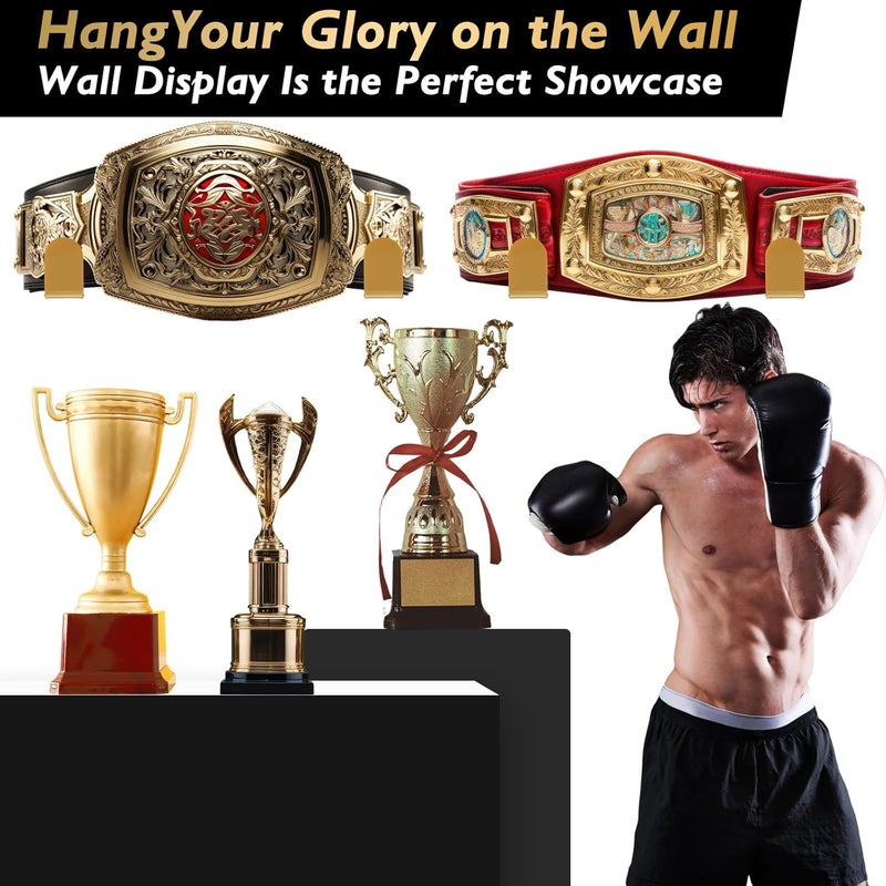 Otoolling 4 Pcs Wrestling Championship Belt Wall Display Holder Belt Horizontal Wall Mount Display Organizer Secure Rack for Wrestling Gifts and Awards - Image 5